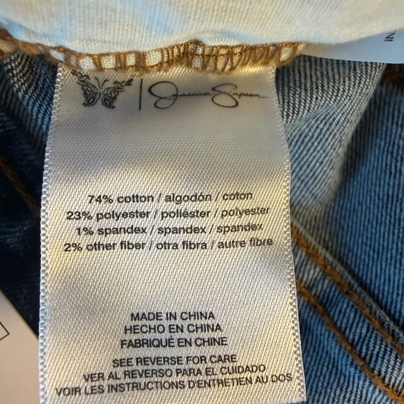 Jessica Simpson Blue Straight-Leg Jeans with Bleach Floral Details - Picture 10 of 16